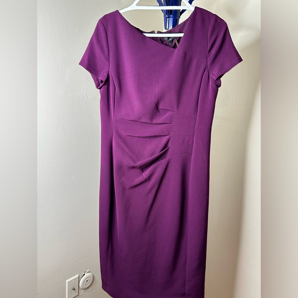 DONNA KARAN FRONT RUFFLED MIDI DRESS